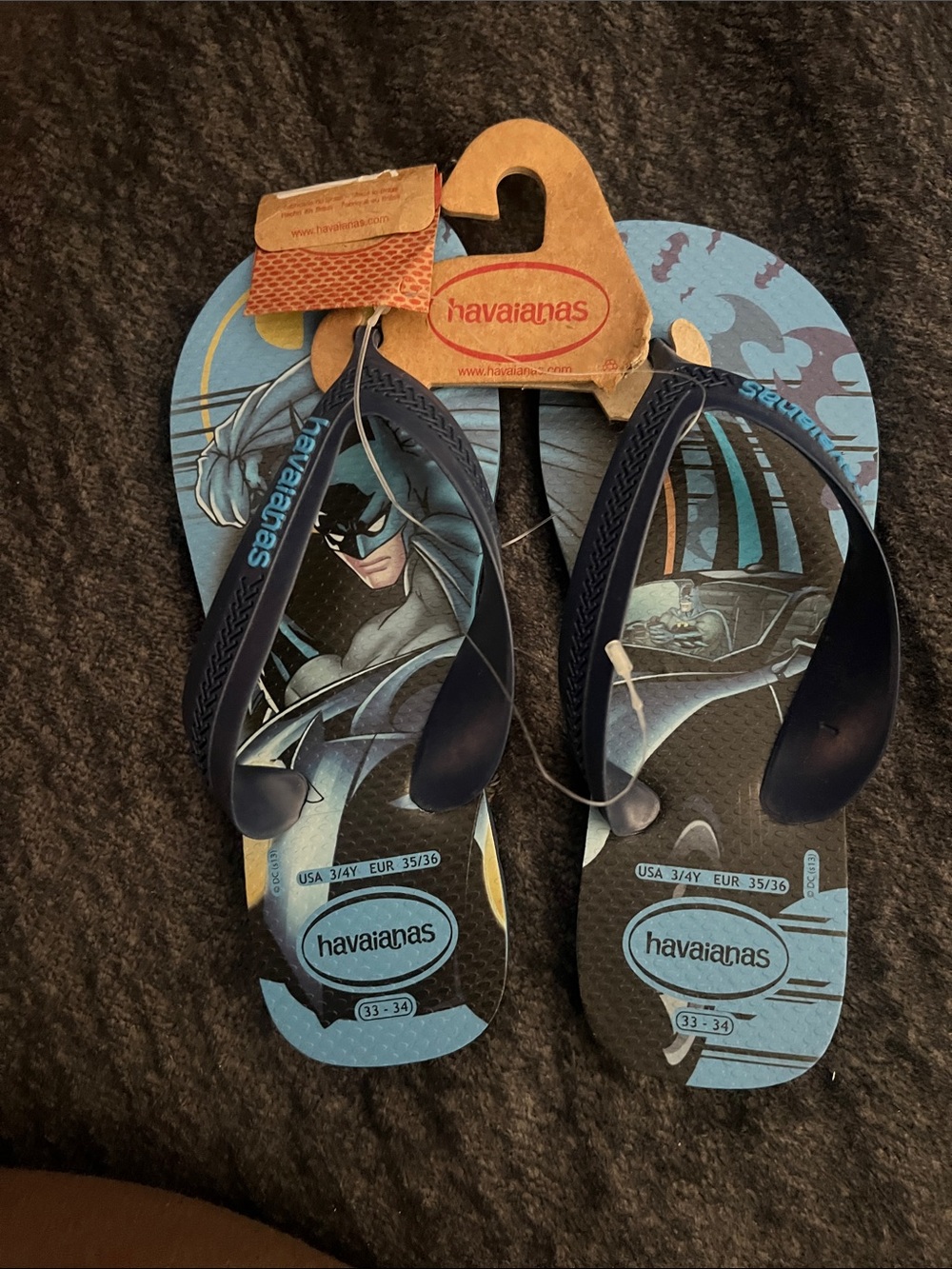 Havaianas Kids Batman Flip Flops - Navy & Light Blue 3/4